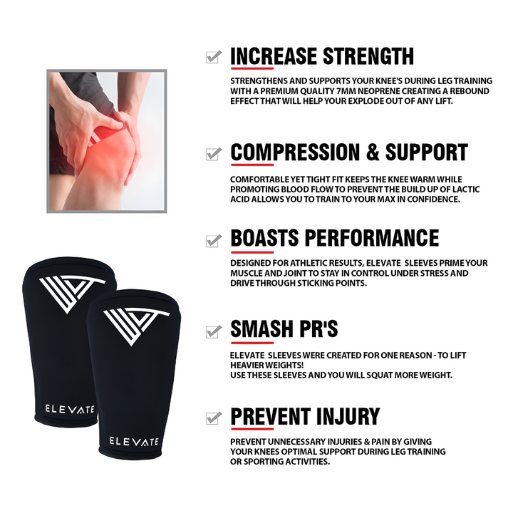 Elevate Knee Sleeves - Weightlifting Sleeves Perfect For Squats